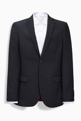 Navy Textured Slim Fit Suit: Jacket